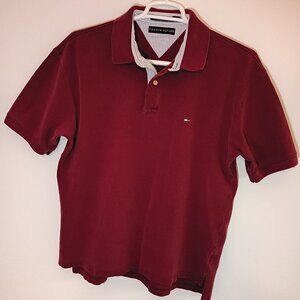 Shirt, Polo, Short, Tommy Hilfiger, Maroon, XL